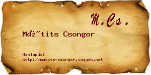 Mátits Csongor névjegykártya